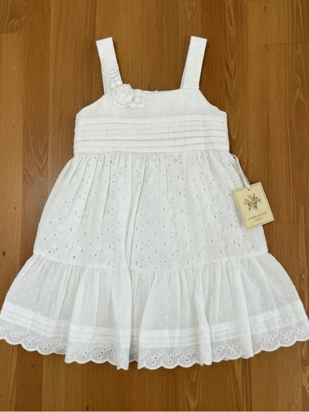 Laura Ashley White Eyelet Dress with Matching Diaper Cover